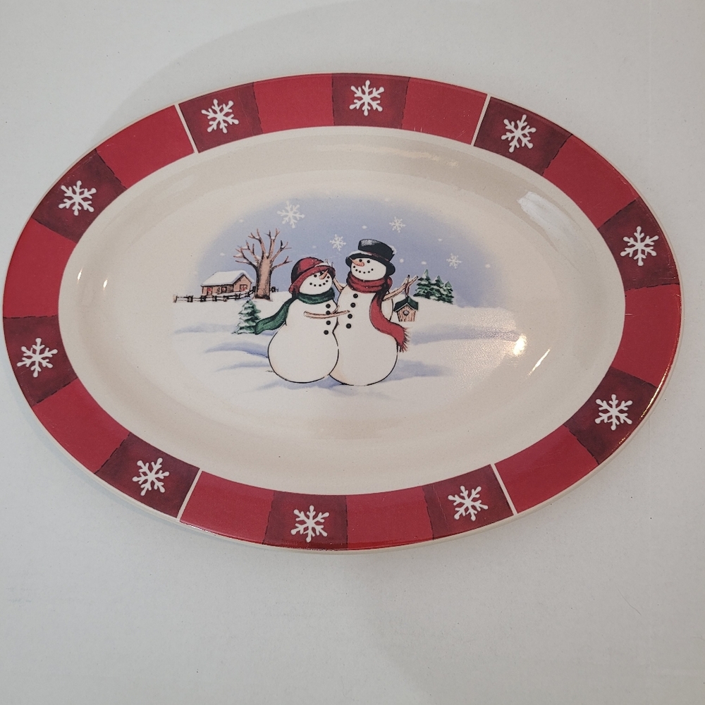 Royal Seasons Festive Snowman Oval Platter 14" X 10"